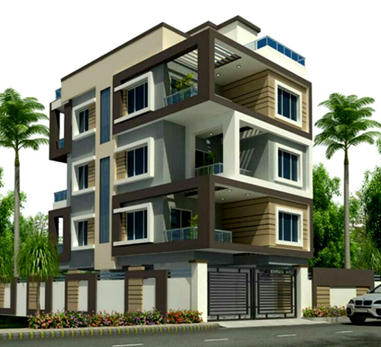 Elevation of 2 BHK Flat Scheme in Gandhi Nagar